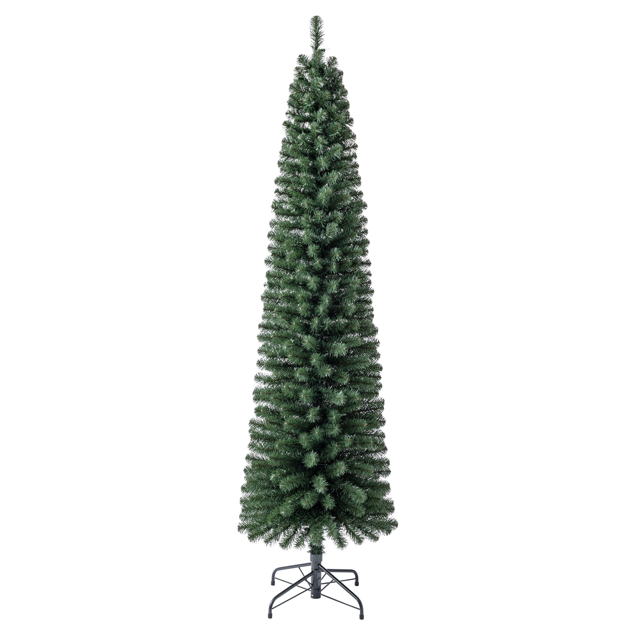 7ft. Pre-Lit Pencil Artificial Christmas Tree, Warm White Mini LED Lights by Ashland®